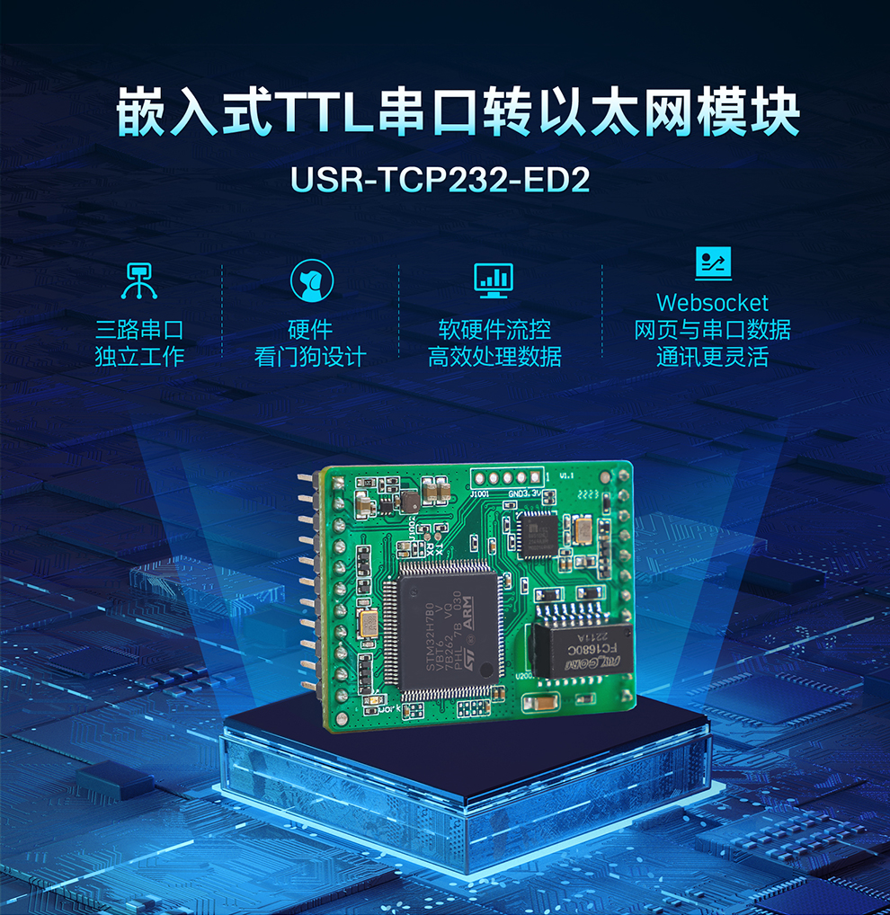 串口转以太网模块 TTL电平 支持DHCP WEB配置 兼容周立功