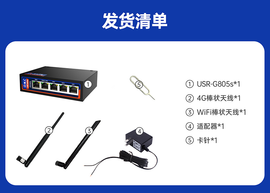 双卡4G工业路由器 发货清单